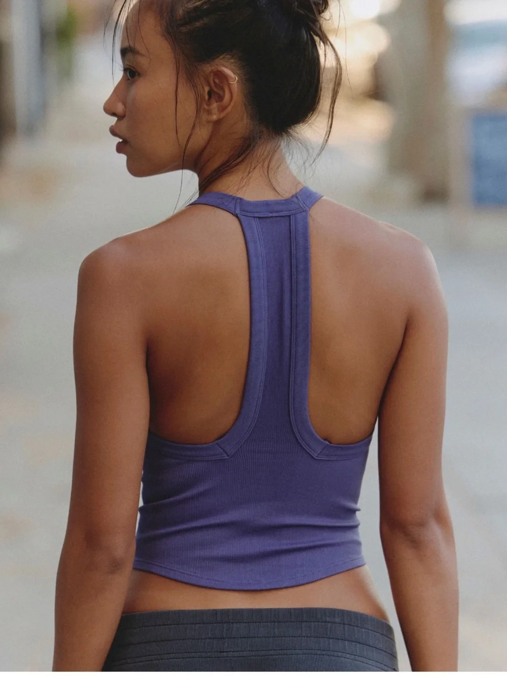 FP MOVEMENT All Clear V Neck Cami Racerback Tank Top NWT Graphite Purple